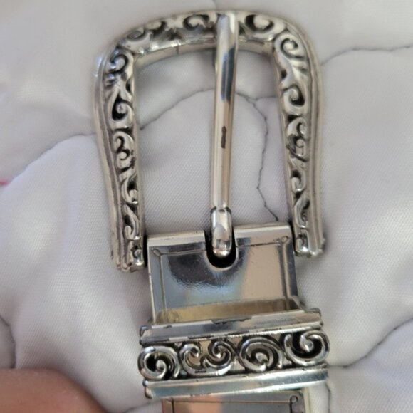 Brighton Reversible Black Red Leather Belt with Ornate Silver Buckle Size Large - Picture 4 of 8